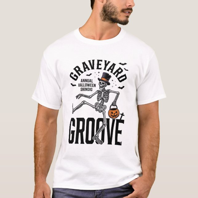 Dancing Skeleton Shirt with Pumpkin Vintage Hallow (Front)