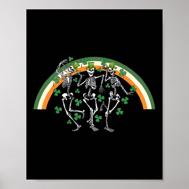 Dancing Skeleton St Paddy's Day Irish Beer Drinkin Poster (Front)