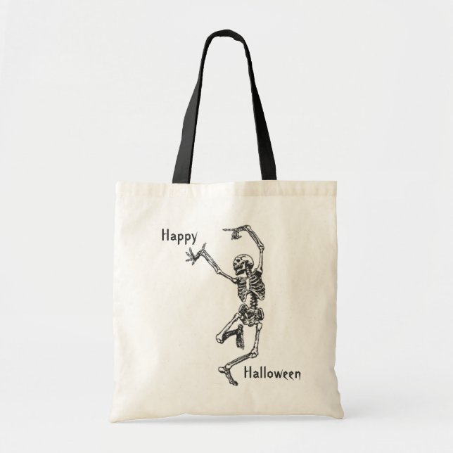 Dancing Skeleton Trick or Treat Canvas Tote Bag (Front)