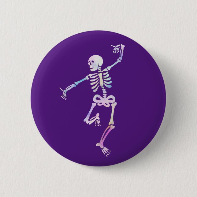 Dancing Skeleton Watercolor    Button (Front)