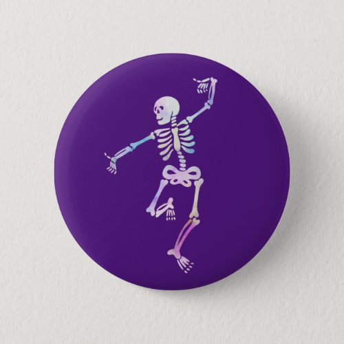 Dancing Skeleton Watercolor    Button