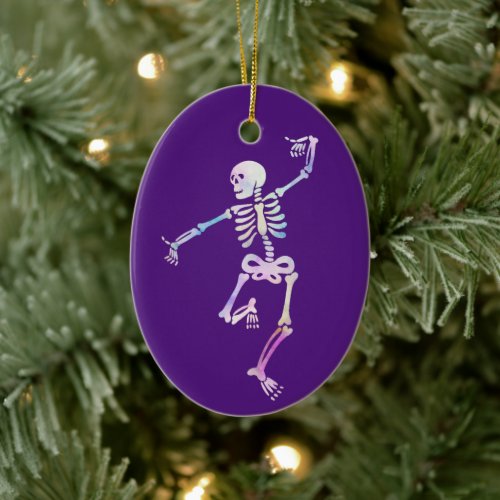 Dancing Skeleton Watercolor    Ceramic Ornament