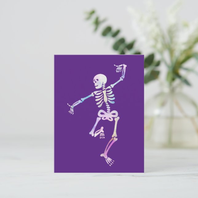 Dancing Skeleton Watercolor    Postcard (Standing Front)