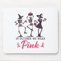 Dancing Skeleton Witch Nk Ribbon Breast Cancer Hal Mouse Pad