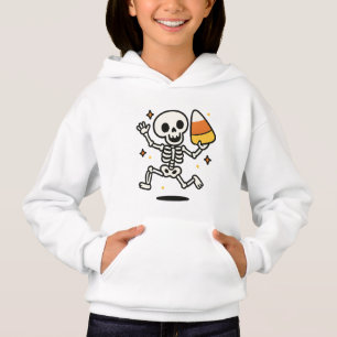 Dancing Skeleton with Candy Corn Halloween Hoodie