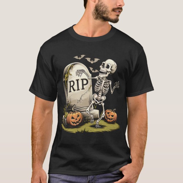 Dancing Skeleton with Gravestone T-Shirt (Front)