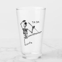 DANCING SKELETON WITH TOP HAT BEER PINT