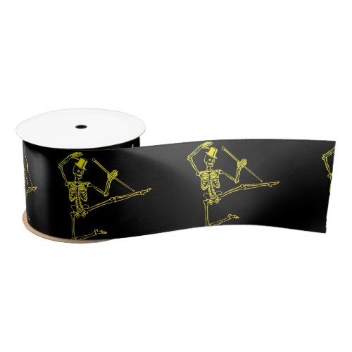 DANCING SKELETON WITH TOP HAT RIBBON CUSTOM