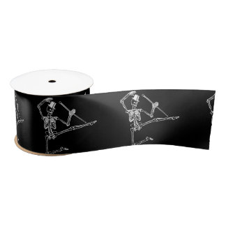 DANCING SKELETON WITH TOP HAT RIBBON CUSTOMIZABLE