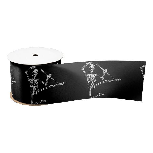 DANCING SKELETON WITH TOP HAT RIBBON CUSTOMIZABLE (Spool)