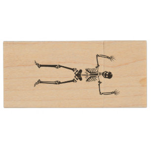 Dancing Skeleton Wood Flash Drive