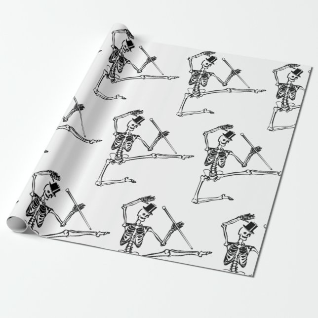 DANCING SKELETON Wrapping Paper (Unrolled)