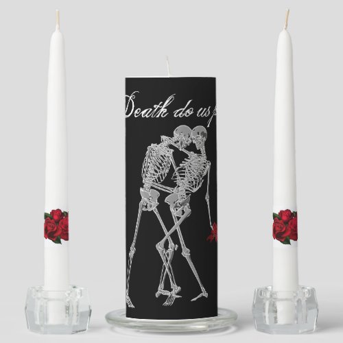 Dancing Skeletons and Roses Goth Wedding Candles