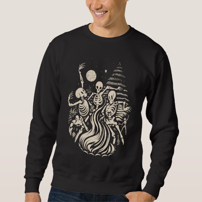 Dancing Skeletons Bones Under the Moon Wicca Wicca Sweatshirt (Front)