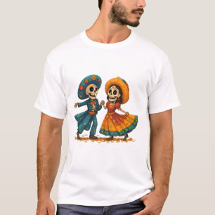 Dancing Skeletons Couple – Colorful Day of the Dea T-Shirt