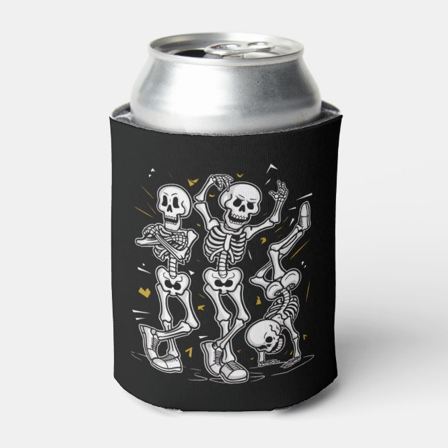 Dancing Skeletons Dance Challenge Halloween  Can Cooler (Can Front)