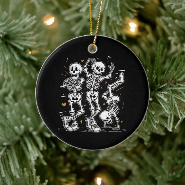 Dancing Skeletons Dance Challenge Halloween  Ceramic Ornament (Tree)
