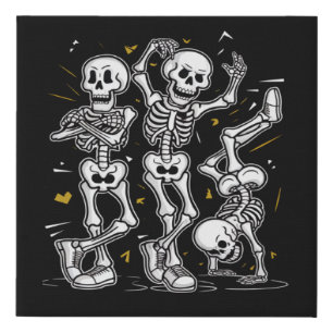 Dancing Skeletons Dance Challenge Halloween Faux Canvas Print
