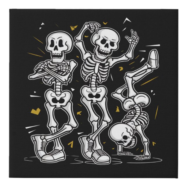 Dancing Skeletons Dance Challenge Halloween  Faux Canvas Print (Front)