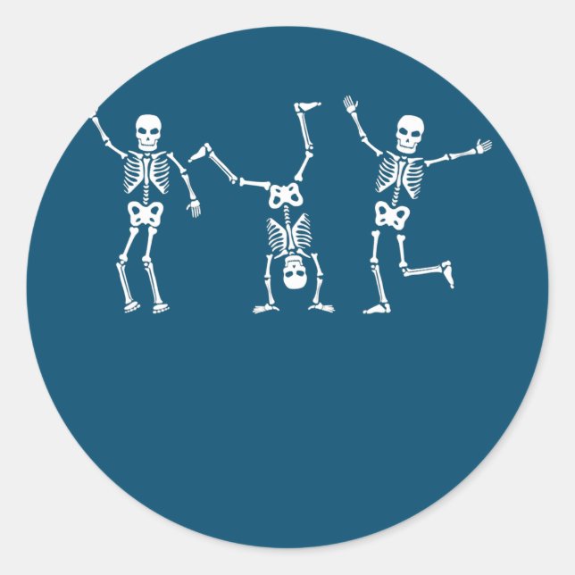 Dancing Skeletons Dance Challenge Halloween Scary Classic Round Sticker (Front)
