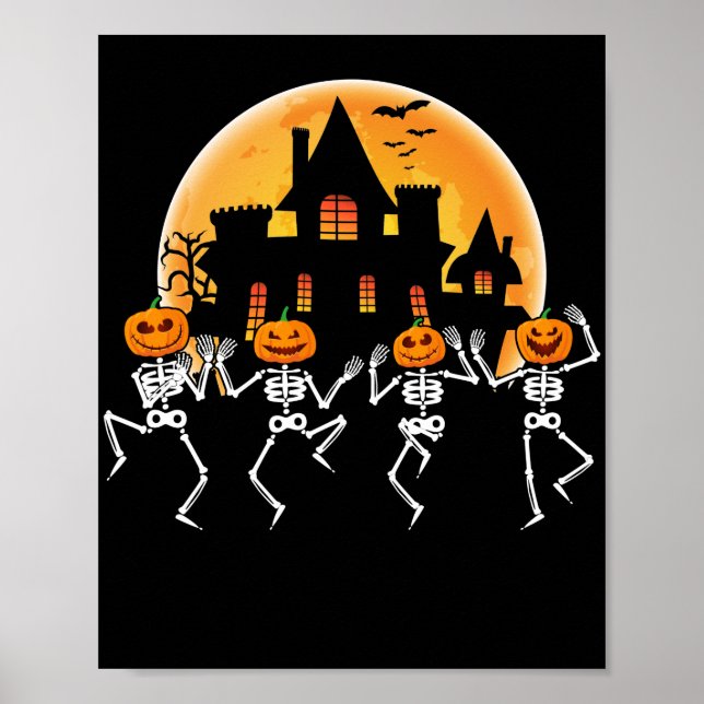 Dancing Skeletons Dance Challenge Halloween Scary Poster (Front)