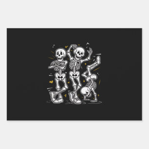 Dancing Skeletons Dance Challenge Halloween Wrapping Paper Sheets