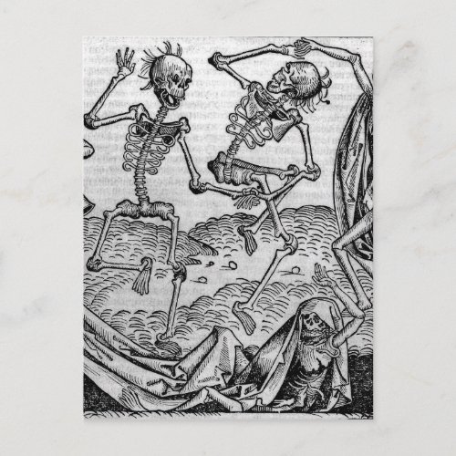 Dancing skeletons Dance of Death Postcard
