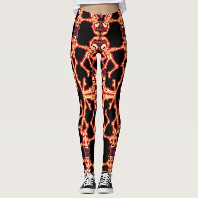 Dancing Skeletons Fun Halloween Leggings (Front)