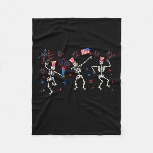 Dancing Skeletons Funny Fourth Of July  Fleece Blanket