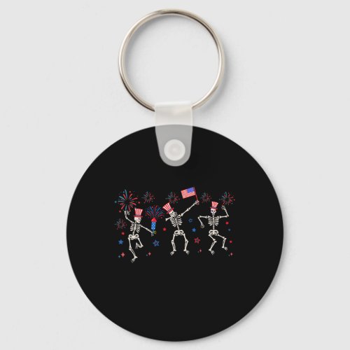 Dancing Skeletons Funny Fourth Of July  Keychain