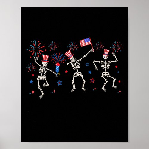 Dancing Skeletons Funny Fourth Of July  Poster