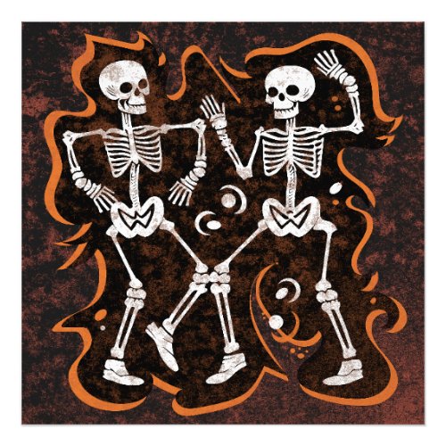 Dancing Skeletons Funny Halloween Haunted House Photo Print