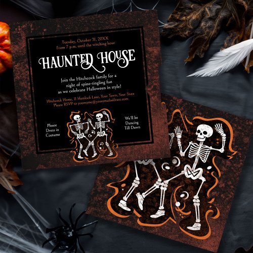 Dancing Skeletons Funny Halloween Party Invitation