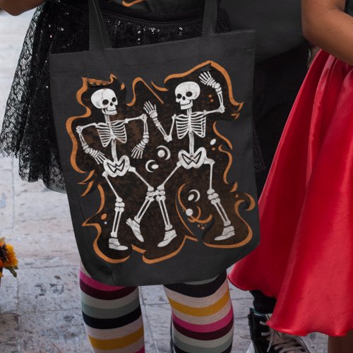 Dancing Skeletons Funny Halloween Trick or Treat Tote Bag