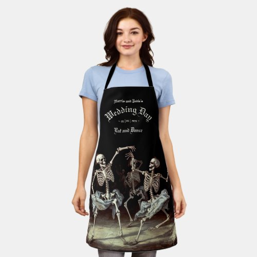 Dancing Skeletons Gothic Wedding Apron