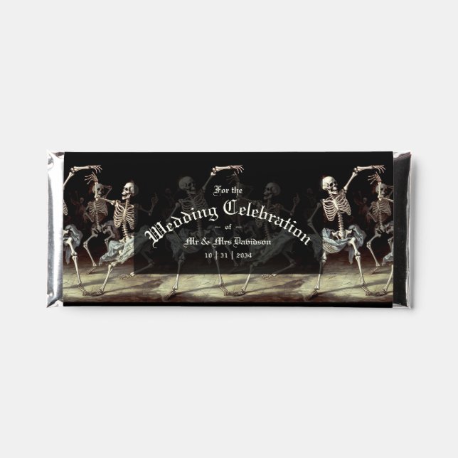 Dancing Skeletons Gothic Wedding Hershey Bar Favors (Front)