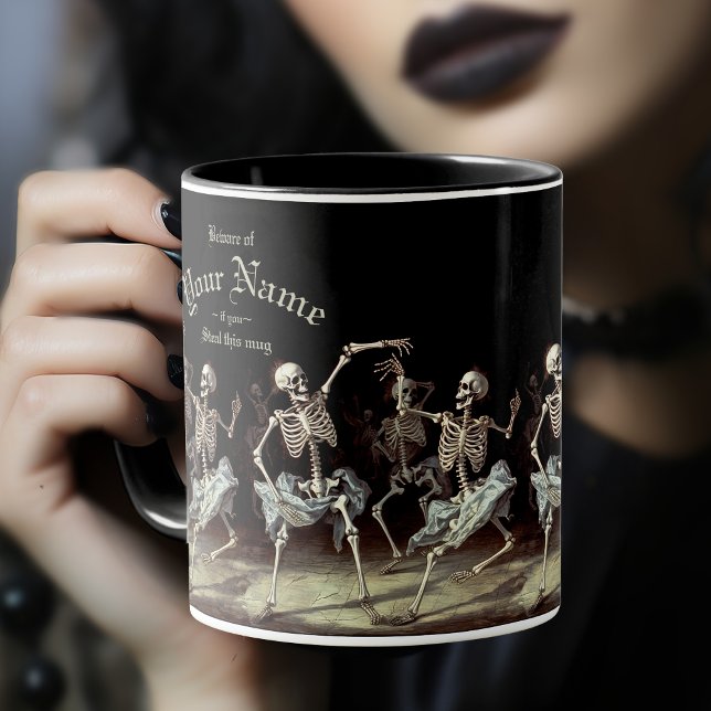 Dancing Skeletons Gothic Wedding Mug (Gothic Mug with Dancing Skeletons. Personalise with your own name and message.)