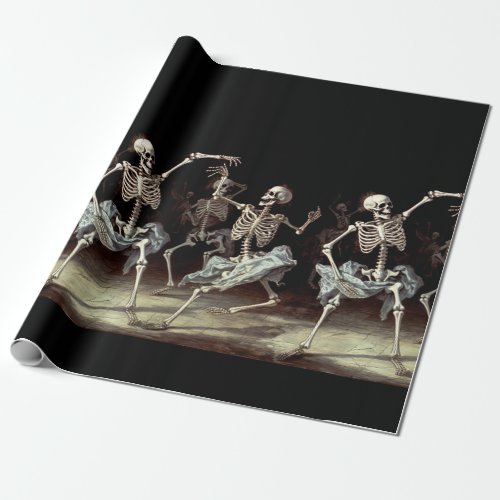 Dancing Skeletons Gothic Wedding Wrapping Paper