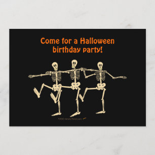 Dancing Skeletons Halloween Birthday Party Invite