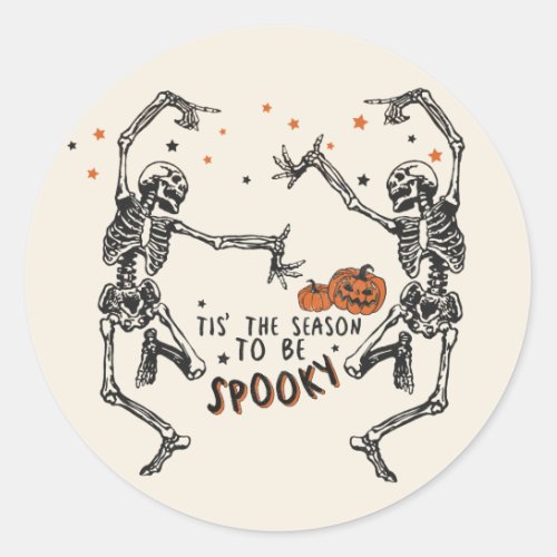 Dancing Skeletons Halloween   Classic Round Sticker