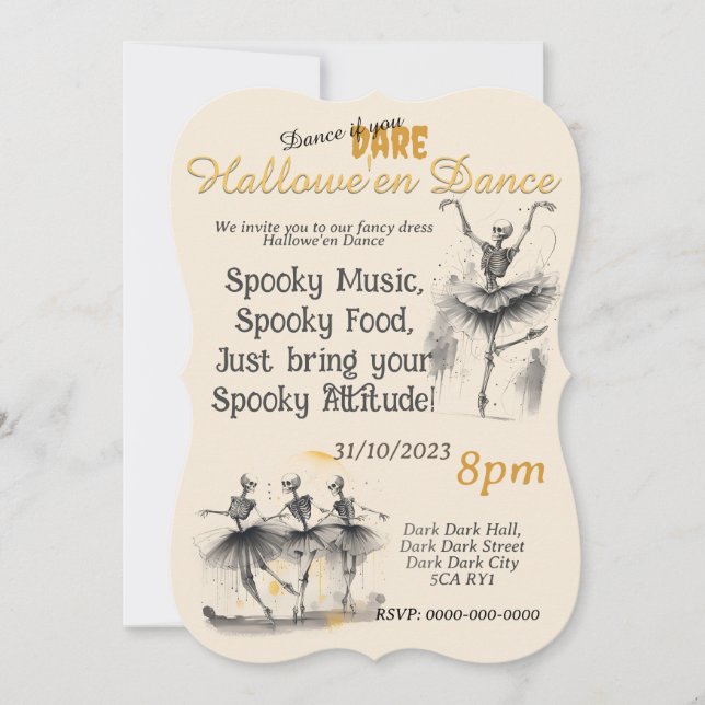 Dancing Skeletons Hallowe'en Dance Invitation (Front)