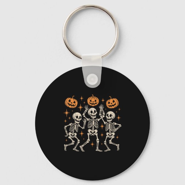 Dancing Skeletons Halloween Dance Of Death Macabre Keychain (Front)