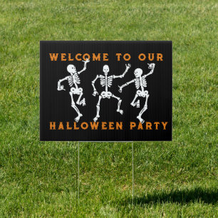 Dancing Skeletons Halloween design Sign