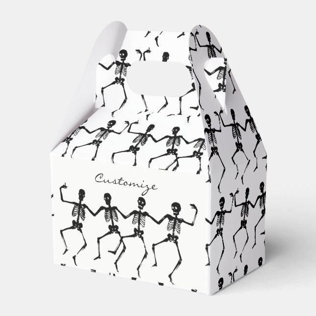 Dancing Skeletons Halloween Favor Boxes (Front Side)