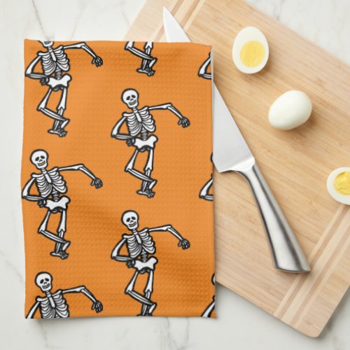 Dancing Skeletons Halloween Kitchen Towel