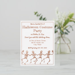 Dancing Skeletons Halloween Party  Foil Invitation Postcard
