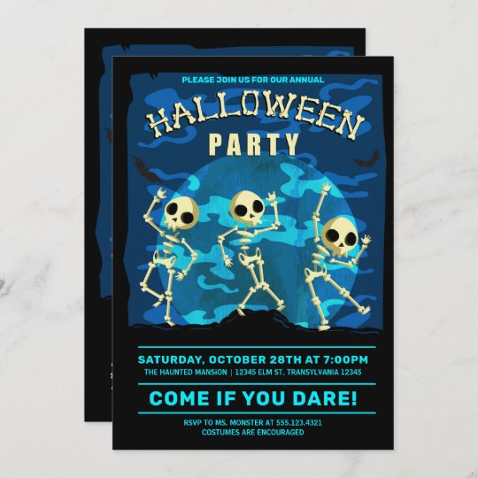 Dancing Skeletons Halloween Party Invitation | Zazzle.com