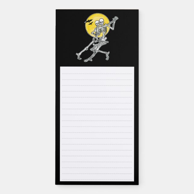 Dancing Skeletons Halloween Refrigerator Magnetic Notepad (Front)
