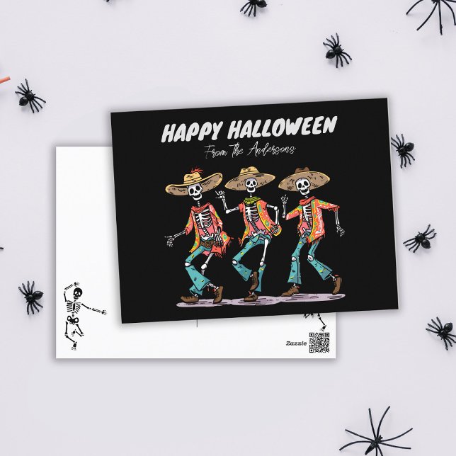 Dancing Skeletons Halloween Spooky Season Holiday Postcard (Creator Uploaded)