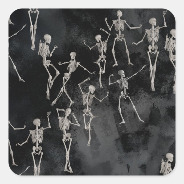 Dancing Skeletons Halloween Square Sticker (Front)
